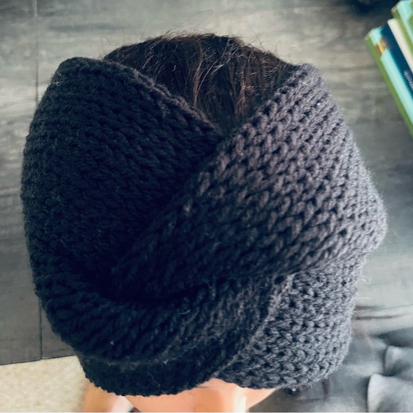 Handmade head ear warmer black soft acrylic holiday gift stocking stuffer - Picture 2 of 6